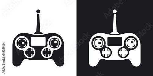 Vector drone remote control icon. Two-tone version on black and white background