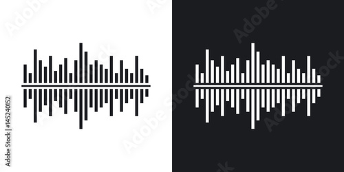 Vector digital equalizer icon. Two-tone version on black and white background