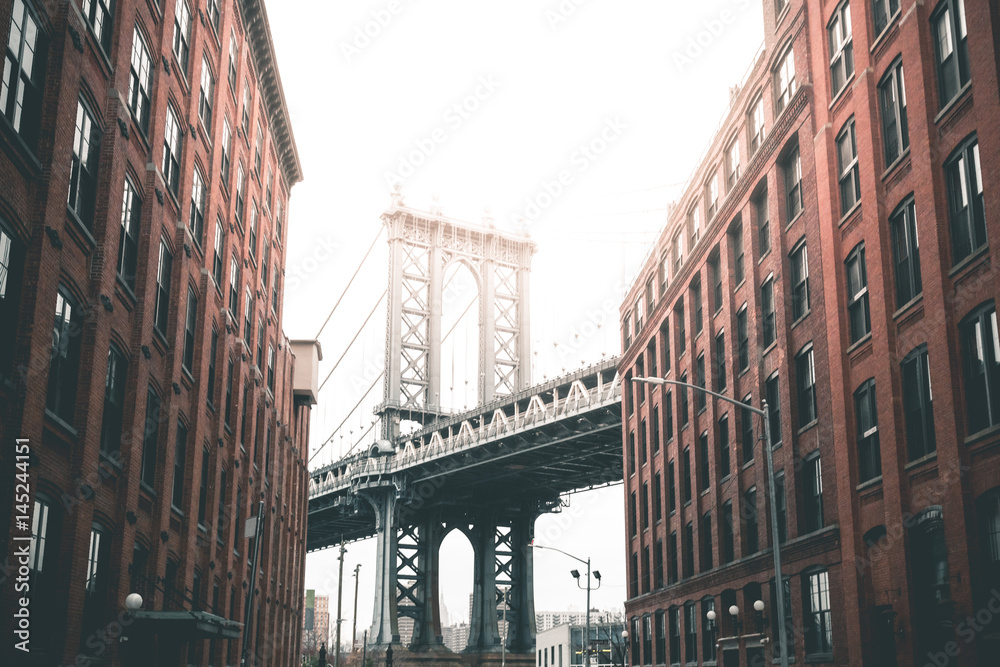 Manhattan Bridge from Washington Street - New York