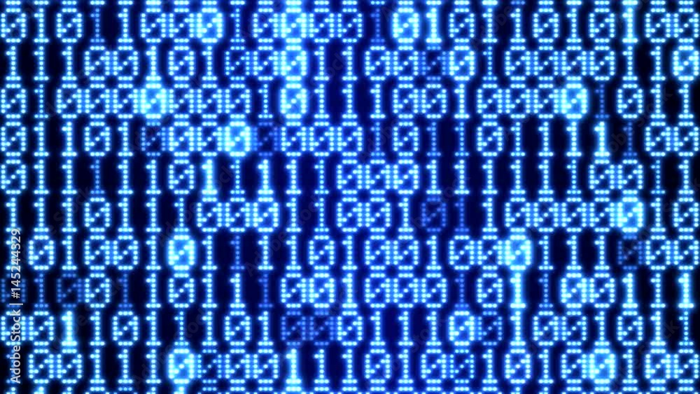Binary Code Display Wall Animation - Loop Blue Binary Code Display Wall Animation - Loop Blue