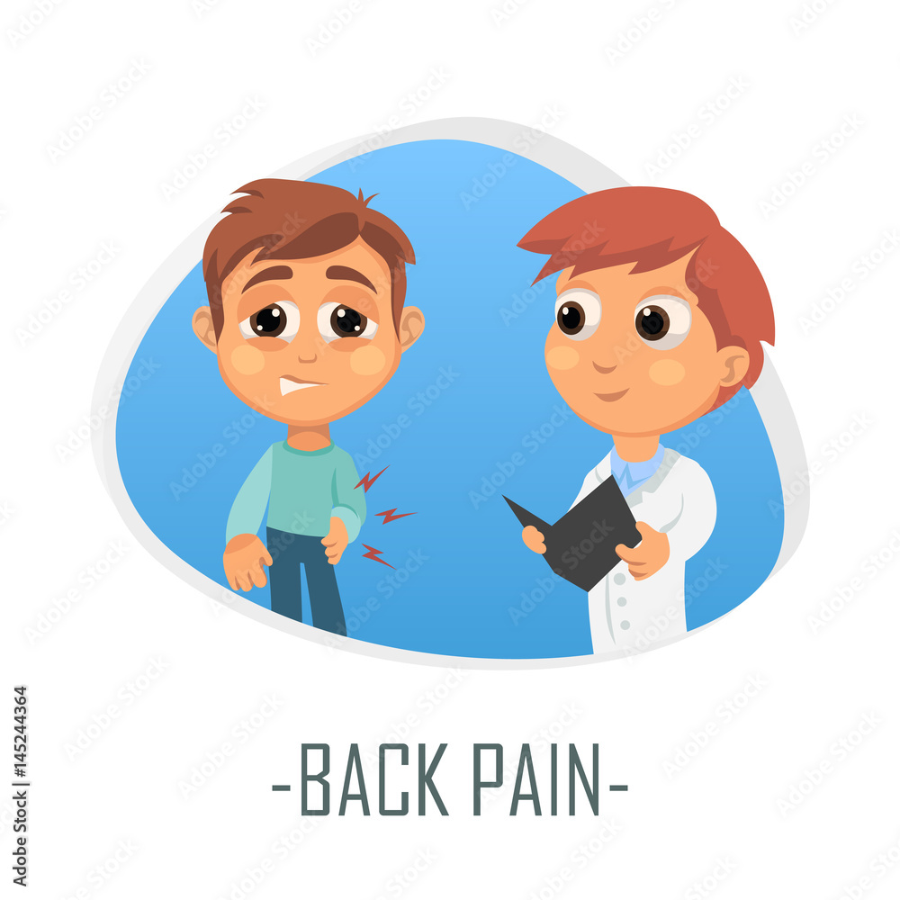 Fototapeta premium Back pain medical concept. Vector illustration.