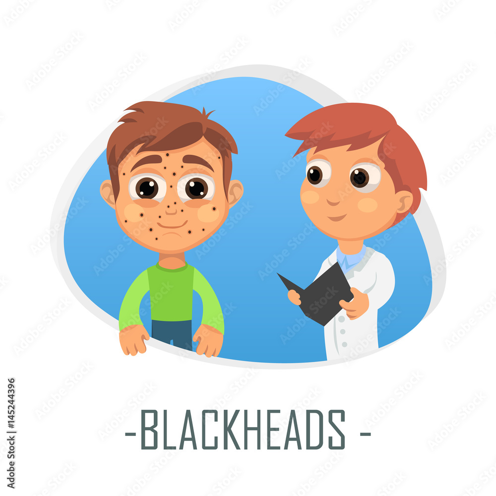 Blackheads medical concept. Vector illustration. Blackheads medical concept. Vector illustration.
