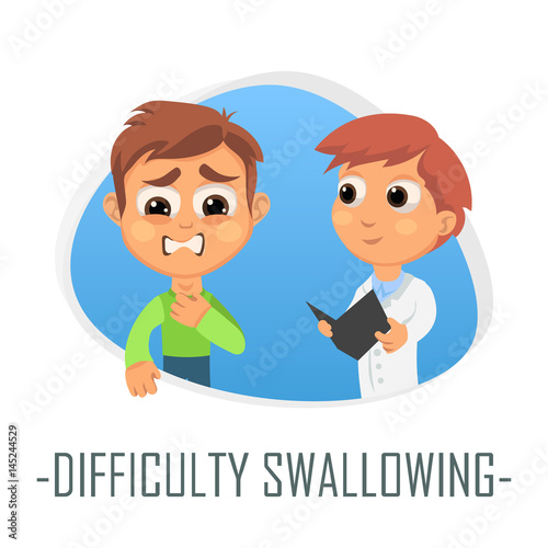 Difficulty swallowing medical concept. Vector illustration.