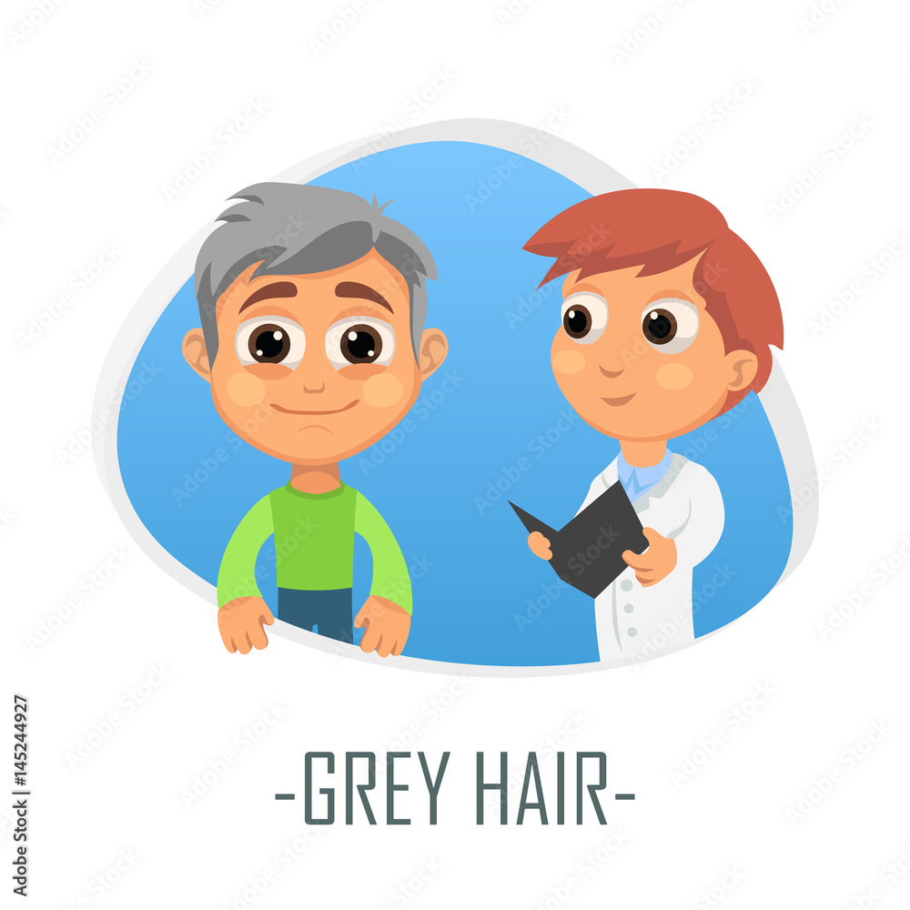 Grey hair medical concept. Vector illustration. Grey hair medical concept. Vector illustration.