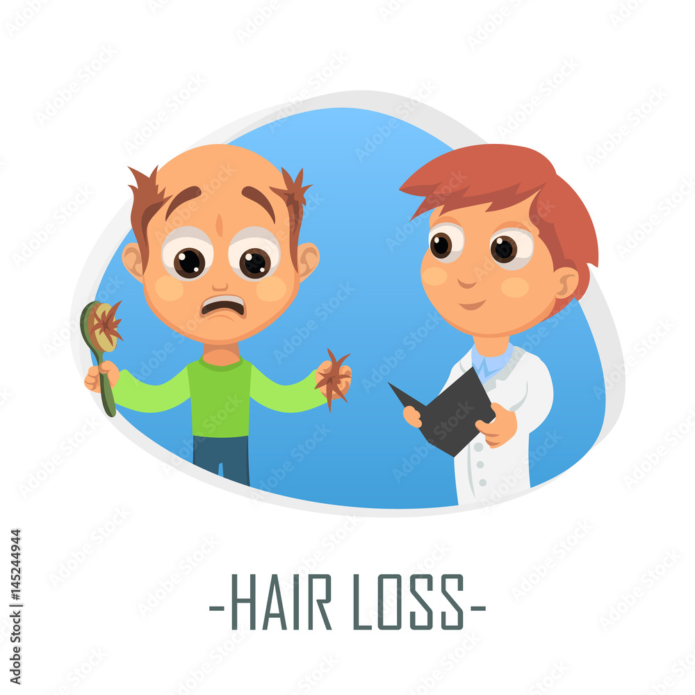 Hair loss medical concept. Vector illustration. Hair loss medical concept. Vector illustration.