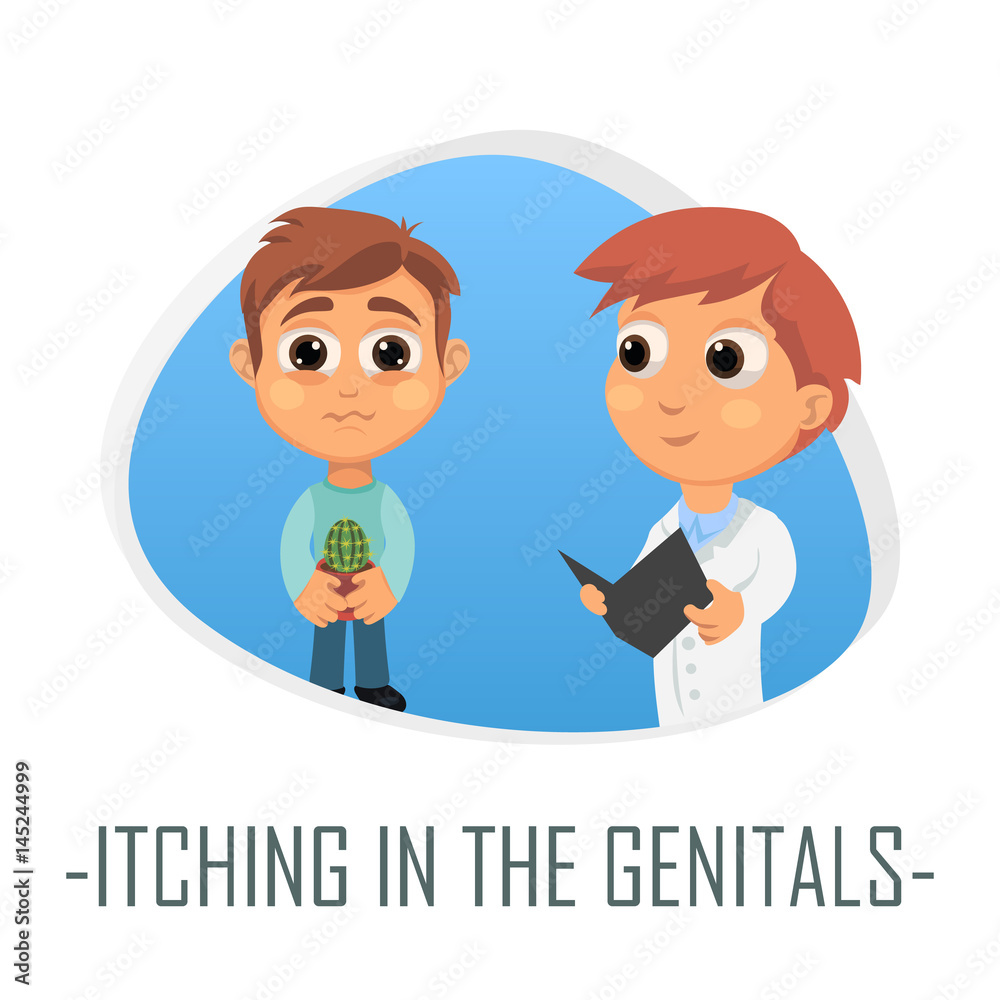 Itching in the genitals medical concept. Vector illustration. Itching in the genitals medical concept. Vector illustration.