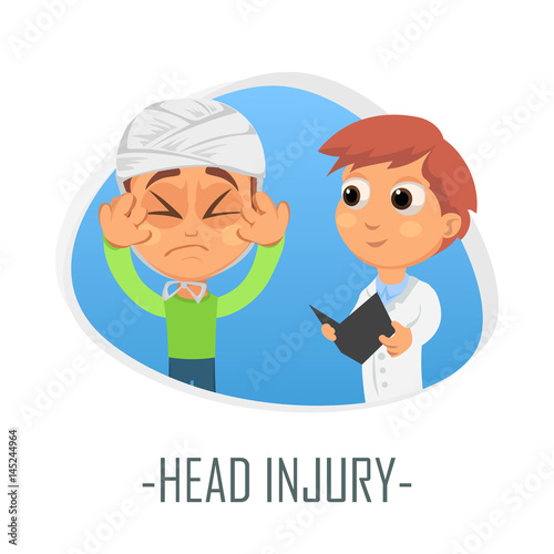 Head injury medical concept. Vector illustration.
