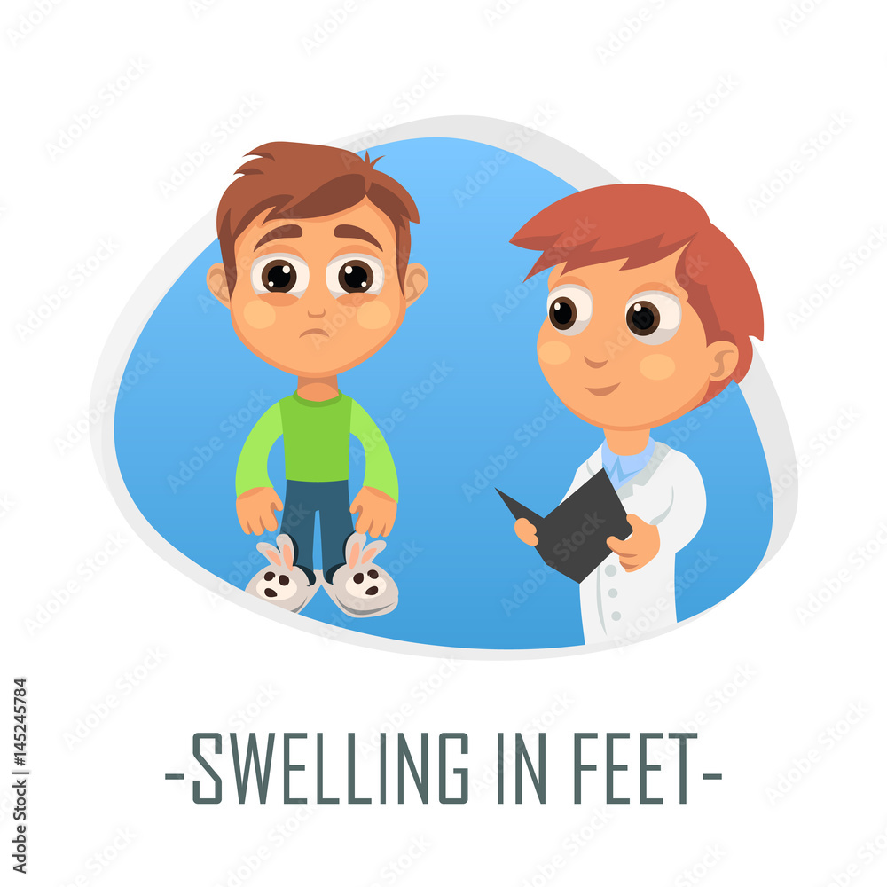 Swelling in feet medical concept. Vector illustration. Swelling in feet medical concept. Vector illustration.