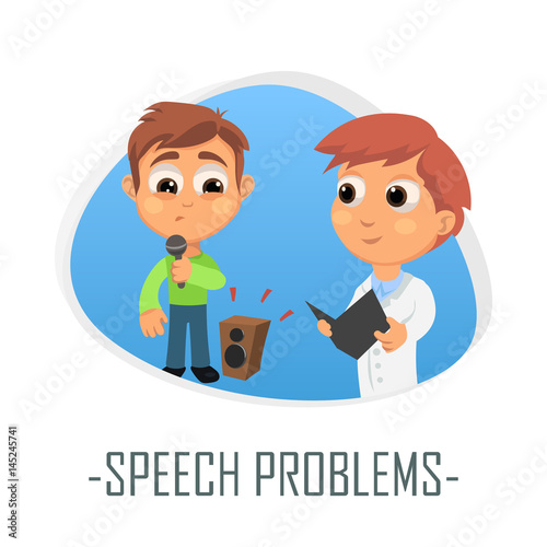 Speech problems medical concept. Vector illustration.