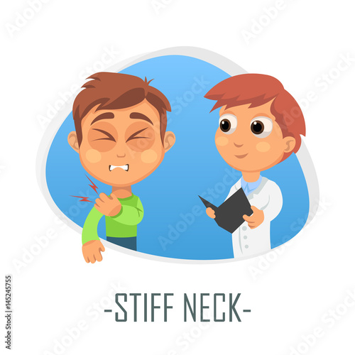 Stiff neck medical concept. Vector illustration.