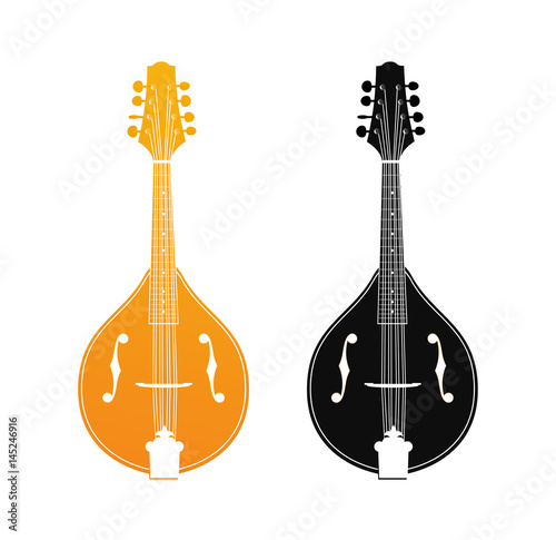 Set of Mandolin in Orange and Black Colors photo