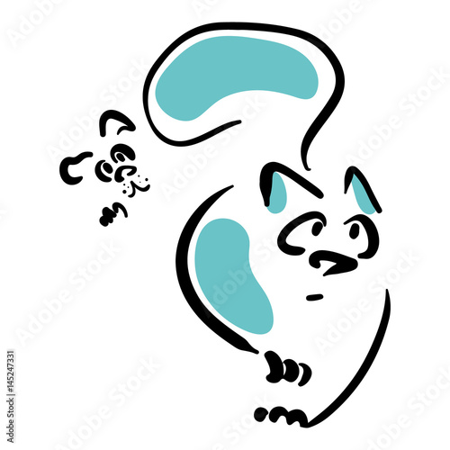 Cat runs from the dog