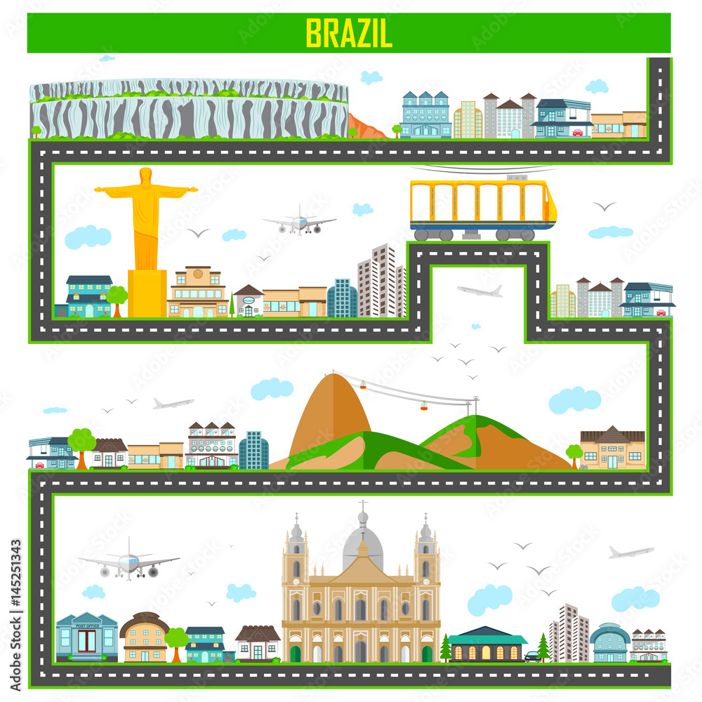 Fototapeta premium Cityscape with famous monument and building of Brazil