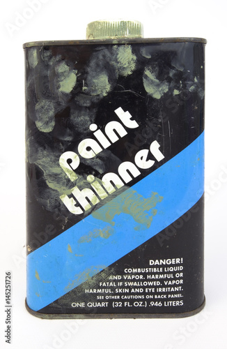 Used, smudged paint thinner can. photo