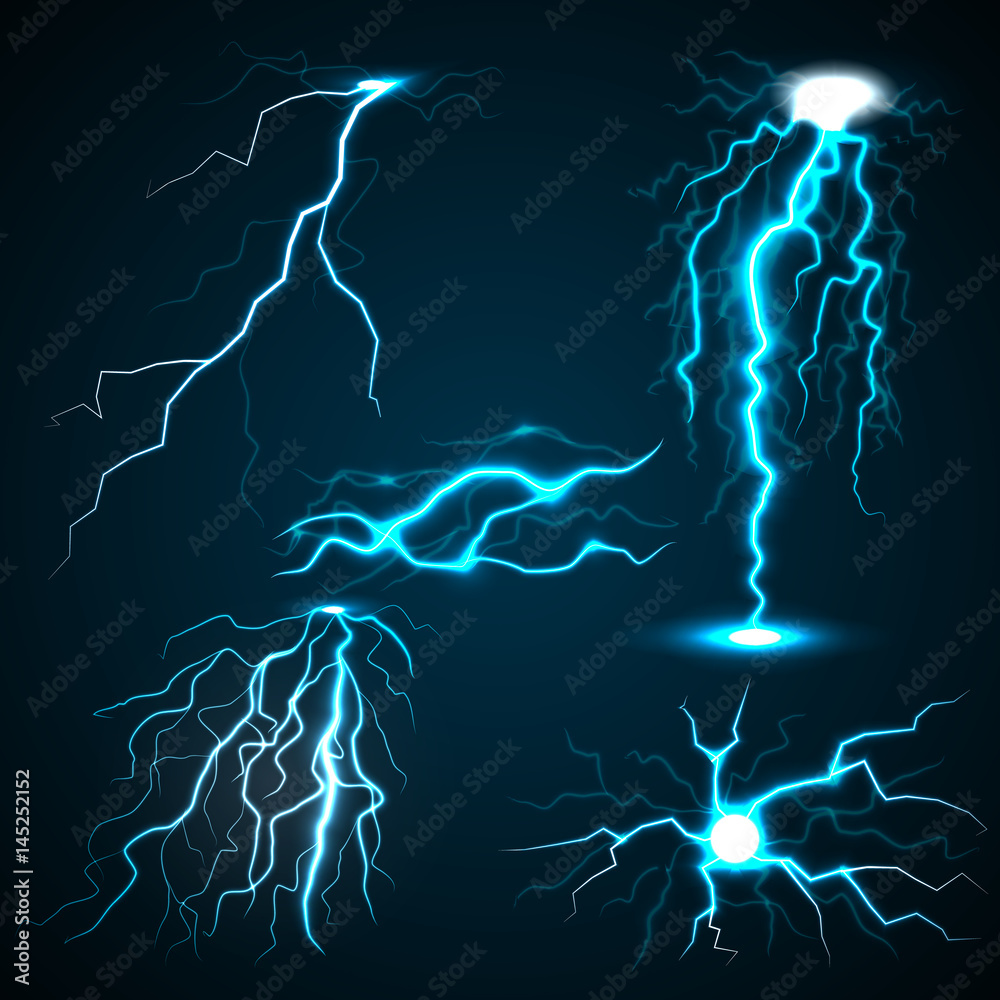 Lightning set, realistic style