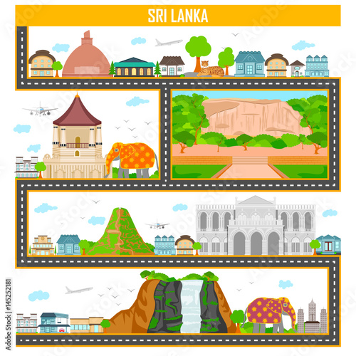 Cityscape with famous monument and building of Sri Lanka