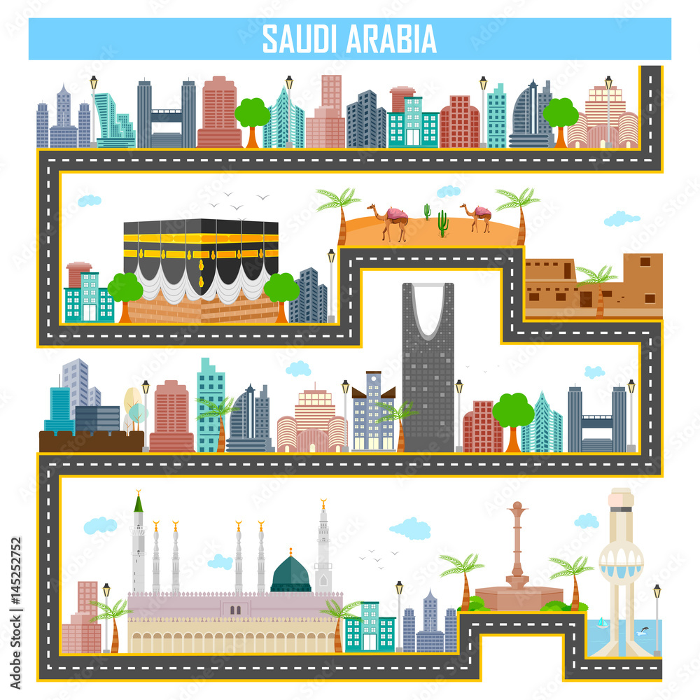 Cityscape with famous monument and building of Saudi Arabia