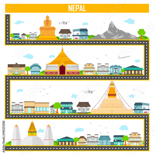 Cityscape with famous monument and building of Nepal