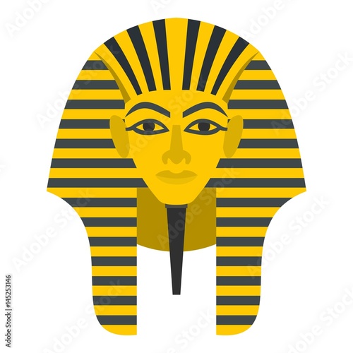 Egyptian golden pharaohs mask icon isolated