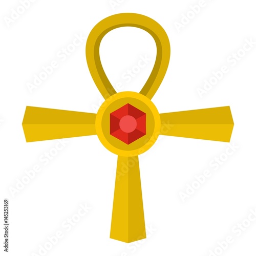 Golden Ankh symbol icon isolated