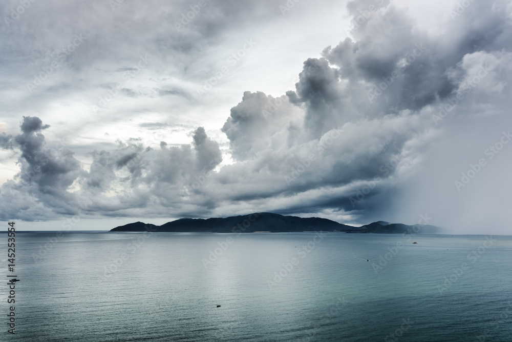 Amazing seascape with dramatic stormy sky