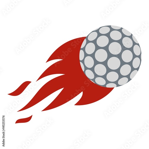 Flaming golf ball icon isolated