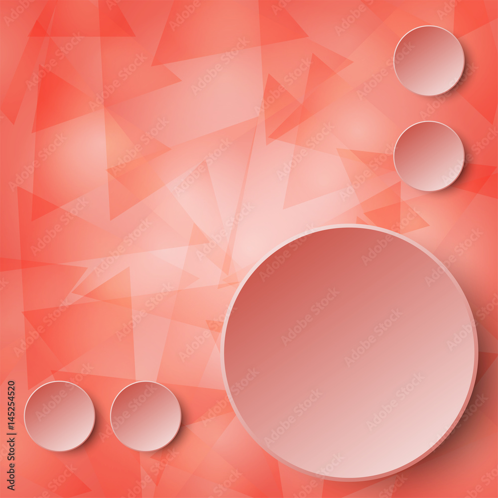 3d red paper circle label on layer of transparent red triangle glass mosaic abstract design background concept 3d red paper circle label on layer of transparent red triangle glass mosaic abstract design background concept