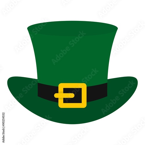 Green top hat with buckle icon isolated