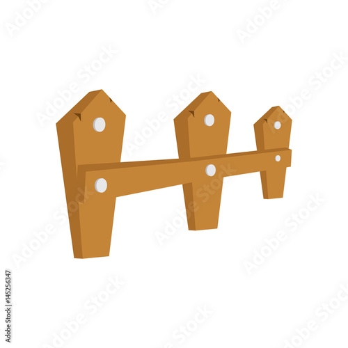 Wood fence icon. Barrier picket garden farm and object theme. Isolated design. Vector illustration