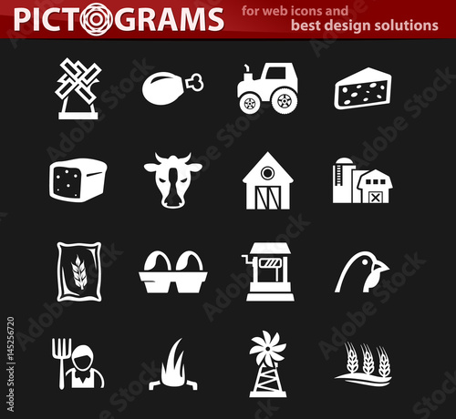 Agriculture and farming icons set