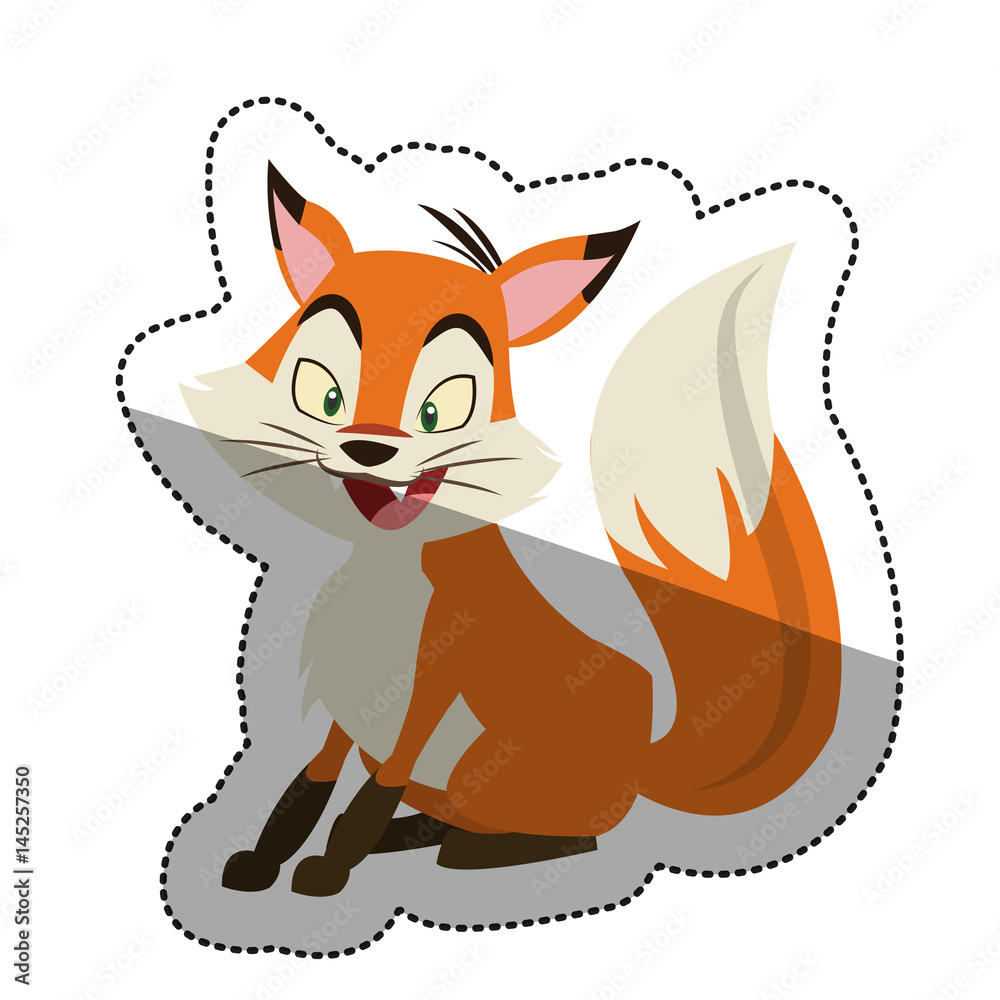 Fox cartoon icon. Animal cute adorable and creature theme. Isolated design. Vector illustration