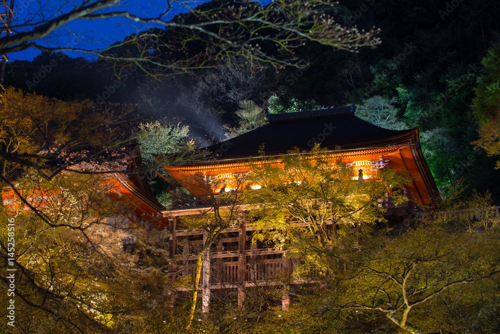 Obraz premium Night light up at Kiyomizu-dera temple, Kyoto, Japan.