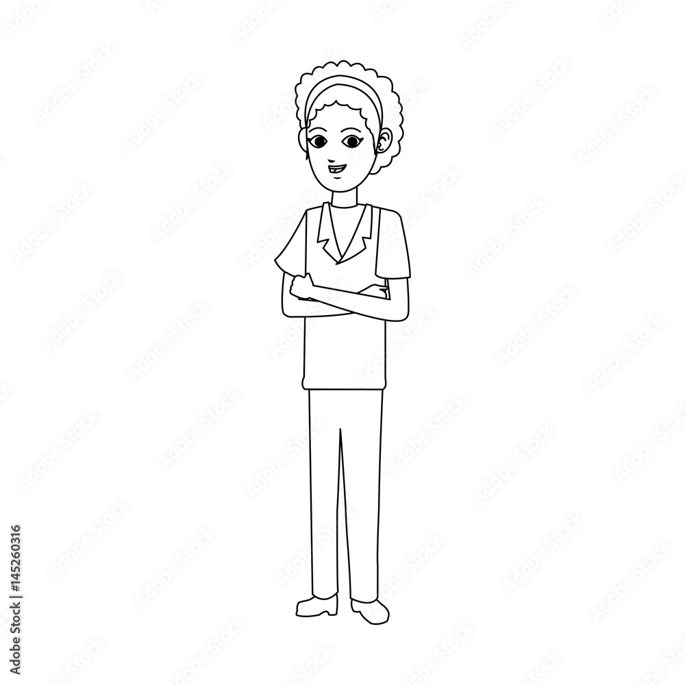 young woman in uniform  cartoon icon image vector illustration design 