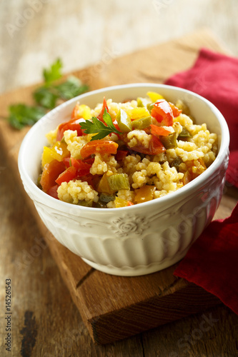 Couscous or mullet salad with vegetables
