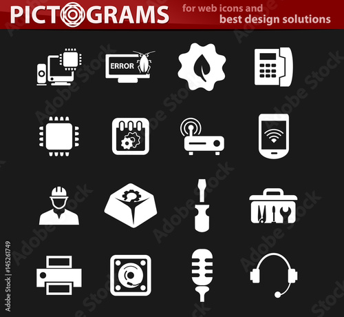 Electronics repair icons set
