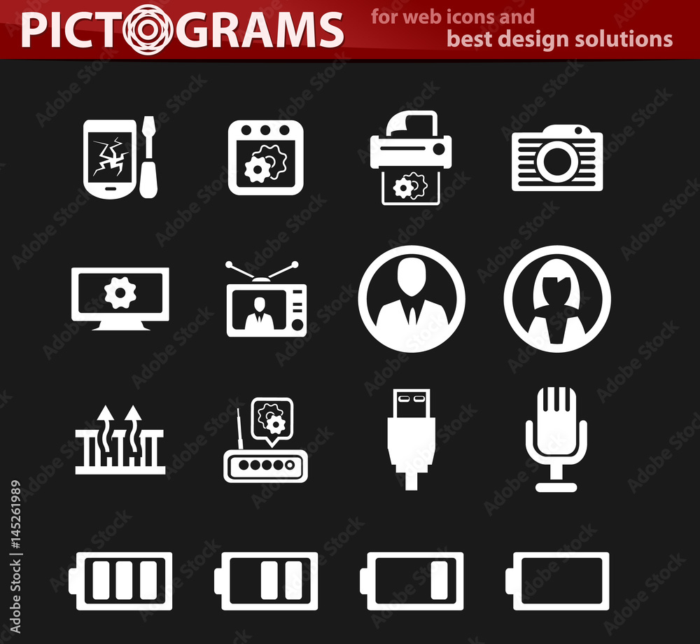Electronics repair icons set Electronics repair icons set