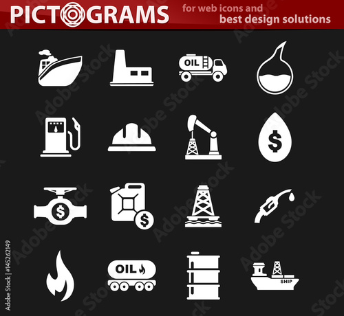 Extraction of oil icons set