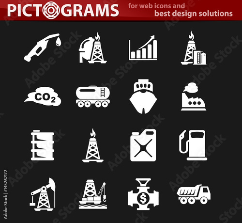 Extraction of oil icons set