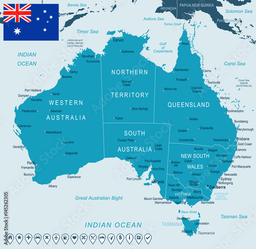 Australia - map and flag – illustration