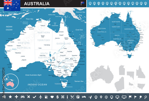 Australia - map and flag – infographic illustration photo