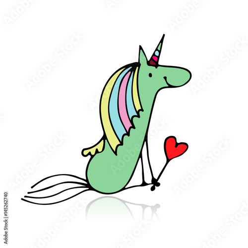 Magic unicorn, sketch for your design