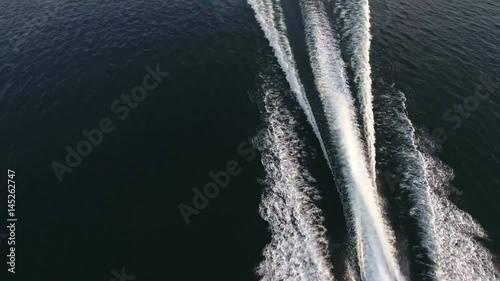 Wallpaper Mural Aerial view of the wake of a boat navigating fast. Torontodigital.ca