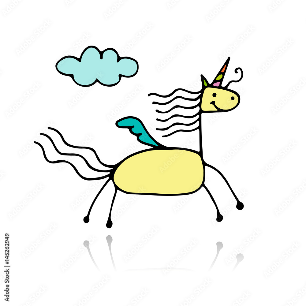 Obraz Magic unicorn, sketch for your design
