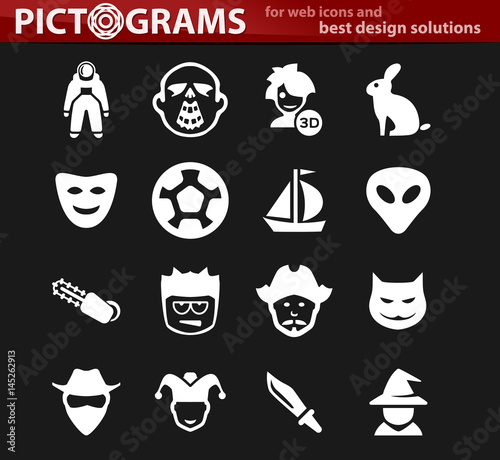 Genres of cinema icons set
