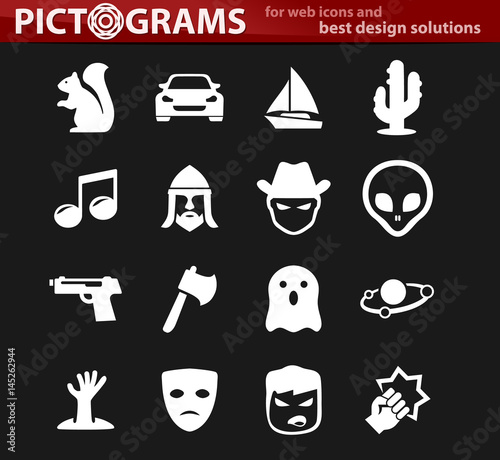 Genres of cinema icons set