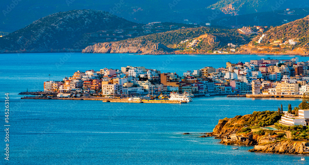 View of Agios Nikolaos, Crete, Greece.