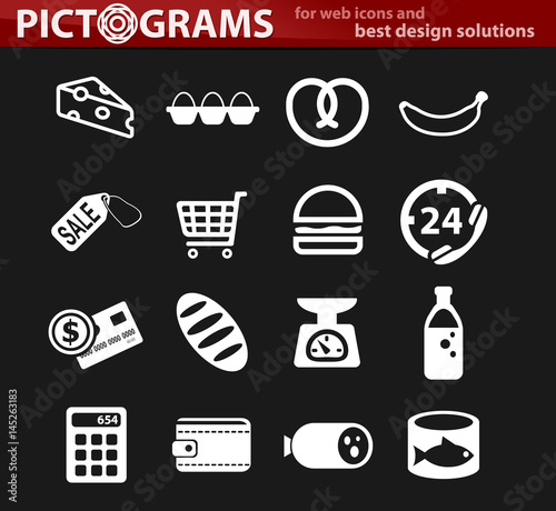 grocery store icon set
