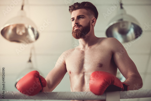 Handsome bearded boxer