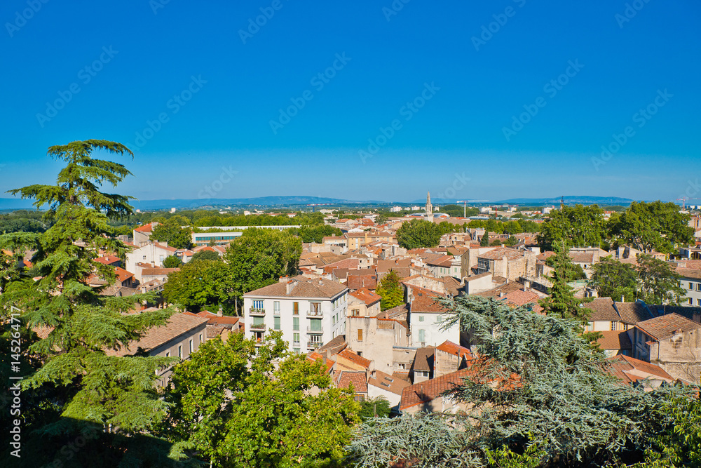 View on the rooftops on old town in Avignon, Provence region in France