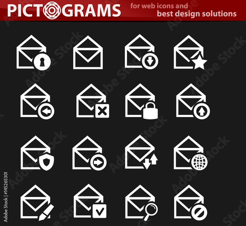 Mail and envelope icons set